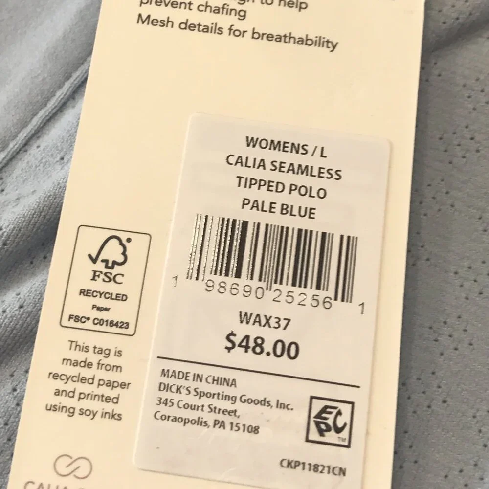 Calia Women's Seamless Tipped Polo in Pale Blue NWT - Picture 10 of 12
